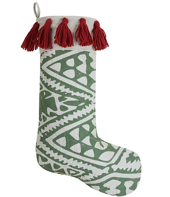 Peking Handicraft Aisha Quilted Christmas Stocking with Tassels