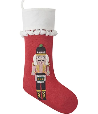 Peking Handicraft Boho Nutcracker Embroidered Holiday Stocking