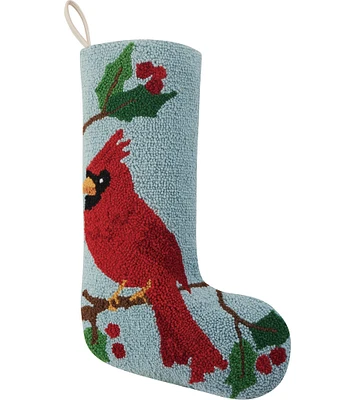 Peking Handicraft Cardinal Hooked Wool Holiday Stocking