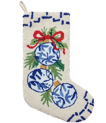 Peking Handicraft Chinoiserie Ornaments Hooked Wool Holiday Stocking