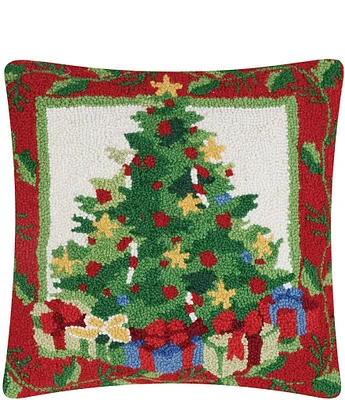 Peking Handicraft Christmas Morning Hooked Wool Square Pillow