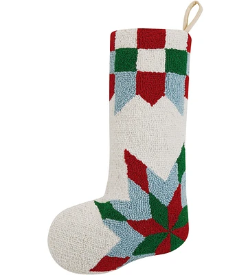 Peking Handicraft Christmas Patchwork Hooked Wool Holiday Stocking