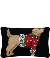 Peking Handicraft Christmas Pup Hook Wool Pillow