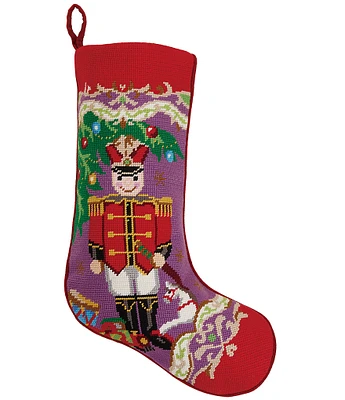 Peking Handicraft Christmas Soldier Embroidered Needlepoint Holiday Stocking