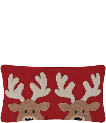 Peking Handicraft Felt Reindeer Embroidered Pillow