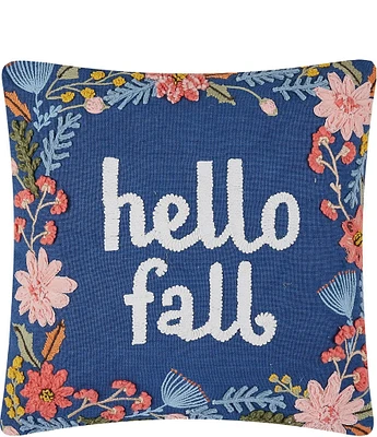 Peking Handicraft Festive Fall Collection Hello Fall Embroidered Square Pillow