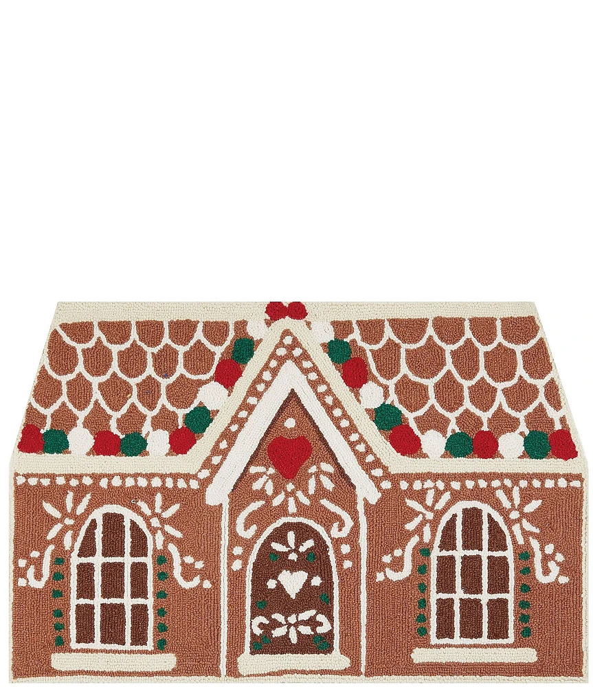 Peking Handicraft Gingerbread House Hooked Wool Rug