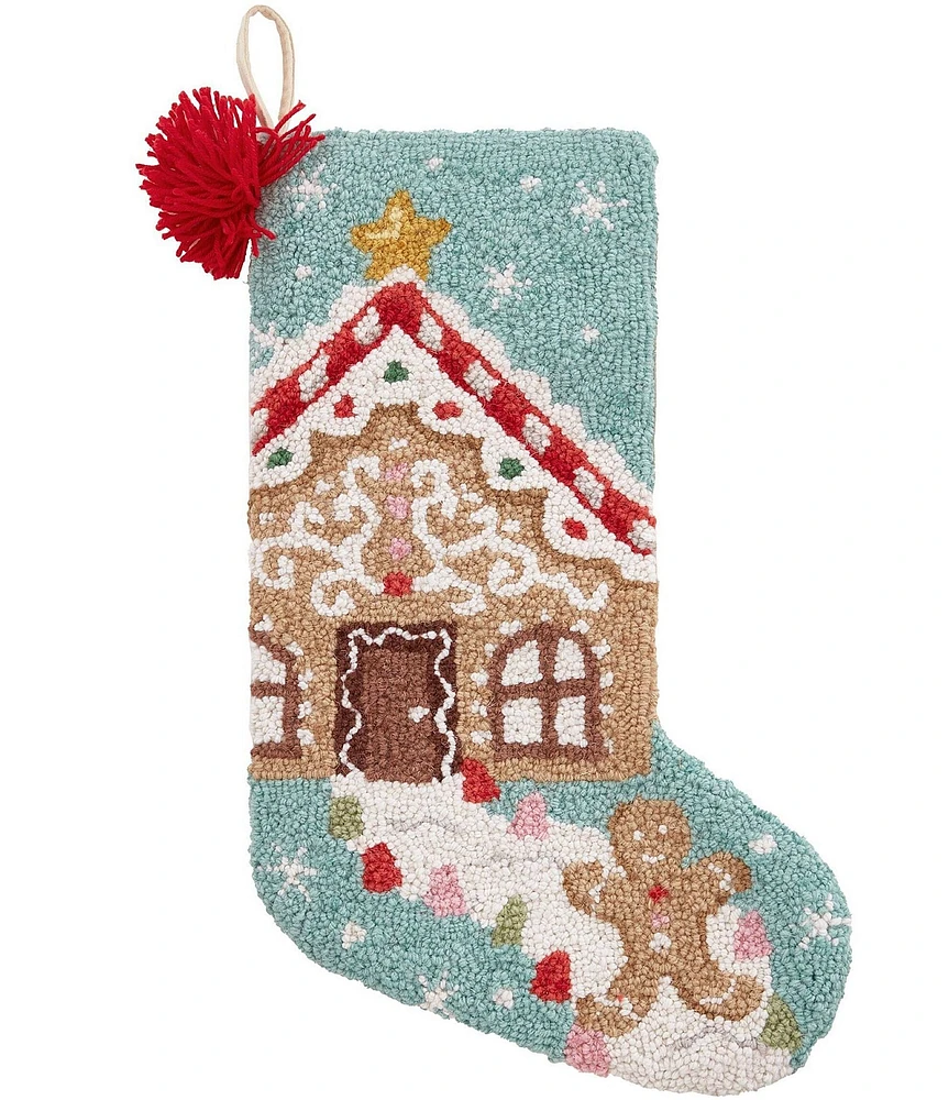 Peking Handicraft Gingerbread with Tassel Hooked Wool Holiday Stocking