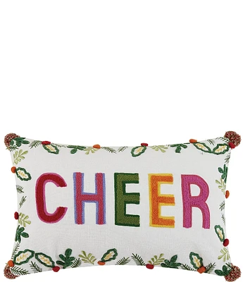 Peking Handicraft Holiday Collection Cheer Embroidered Decorative Pillow