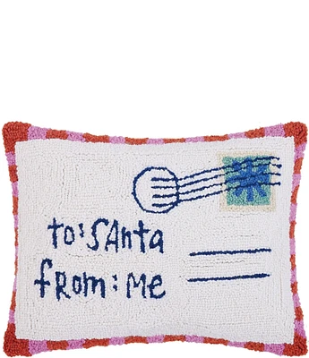 Peking Handicraft Holiday Collection Dear Santa Letter Hooked Wool Pillow