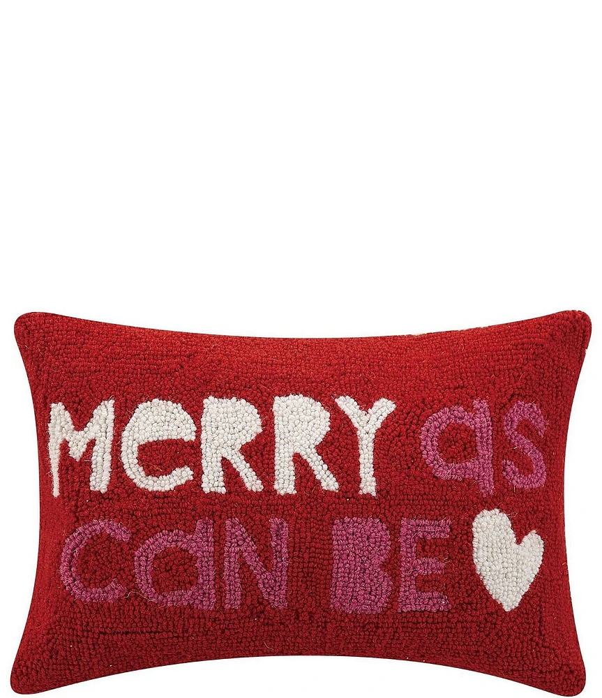 Peking Handicraft Holiday Collection Merry As Can Be Hooked Wool Pillow