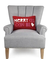 Peking Handicraft Holiday Collection Merry As Can Be Hooked Wool Pillow