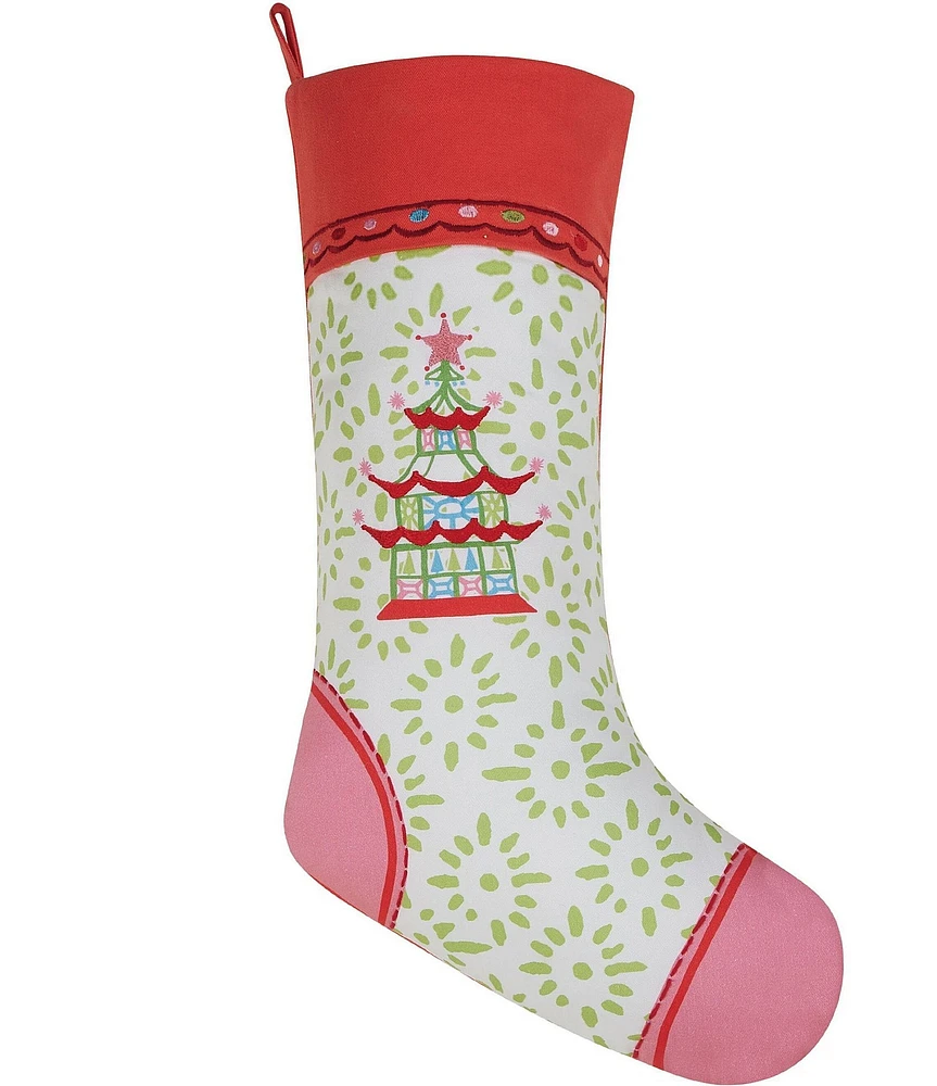 Peking Handicraft Holiday Follies Printed Embroidered Stocking