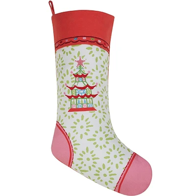 Peking Handicraft Holiday Follies Printed Embroidered Stocking