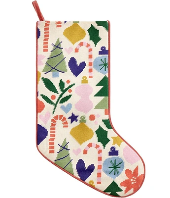 Peking Handicraft Holiday Icons Embroidered Needlepoint Stocking