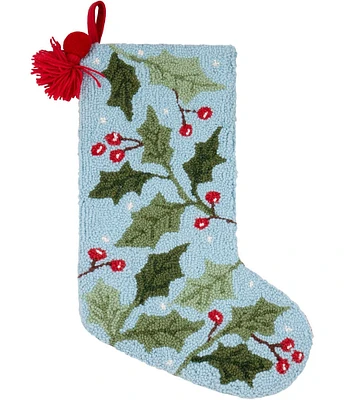 Peking Handicraft Holly with Tassel and Pom Pom Hooked Wool Stocking
