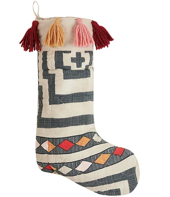 Peking Handicraft Hypnotic Quilted Christmas Stocking with Tassels