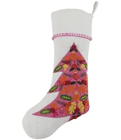 Peking Handicraft Merry Tree Embroidered Stocking