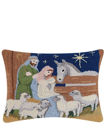 Peking Handicraft Nativity Wool Hooked Pillow