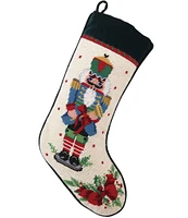 Peking Handicraft Nutcracker Melody Trumpet Needlepoint Holiday Stocking