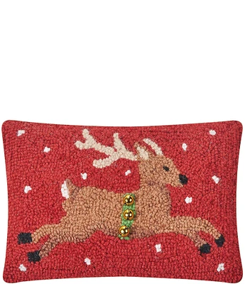 Peking Handicraft Reindeer With Bells Hook Pillow