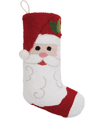 Peking Handicraft Santa Claus with Pom Wool Hooked Holiday Stocking