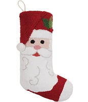 Peking Handicraft Santa Claus with Pom Wool Hooked Holiday Stocking