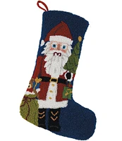 Peking Handicraft Santa Nutcracker Wool Hand-Hooked Holiday Stocking