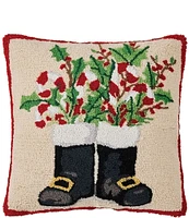 Peking Handicraft Santa's Boots Hook Wool Pillow