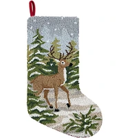 Peking Handicraft Snow Deer Hooked Wool Stocking
