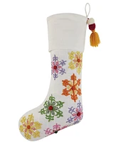 Peking Handicraft Snowflakes Embroidered Christmas Stocking