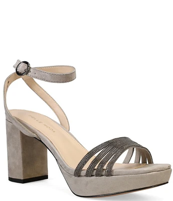 Pelle Moda Aliana Rhinestone and Shimmer Suede Dress Sandals