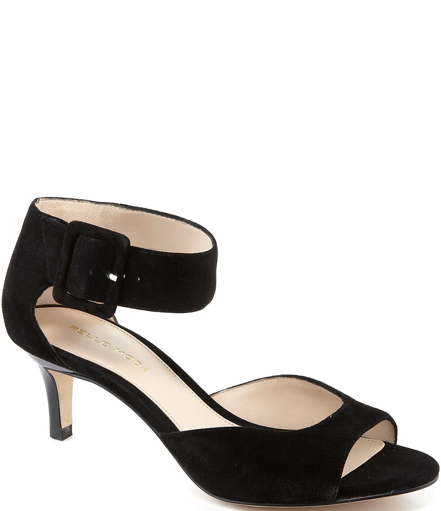 Pelle Moda Berlin Suede Ankle Strap Peep Toe Dress Sandals