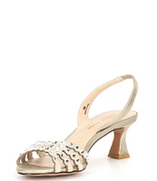 Pelle Moda Felice Shimmer Suede Rhinestone Embellished Slingback Dress Sandals