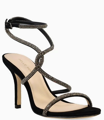 Pelle Moda Kaleah Rhinestone Suede Ankle Wrap Strappy Dress Sandals