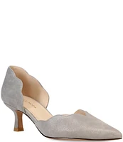 Pelle Moda Keala Shimmer Suede Scalloped Pumps