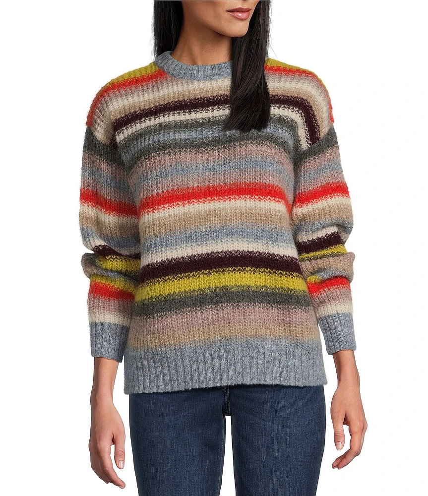 Pendleton Alpaca Stripe Crew Neck Long Sleeve Pullover