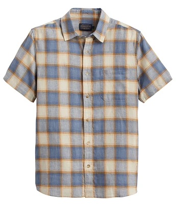 Pendleton Dawson Plaid Linen Blend Short Sleeve Shirt