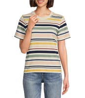 Pendleton Deschutes Stripe Crew Neck Short Sleeves Knit Ribbed Tee