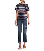 Pendleton Deschutes Stripe Crew Neck Short Sleeves Knit Ribbed Tee