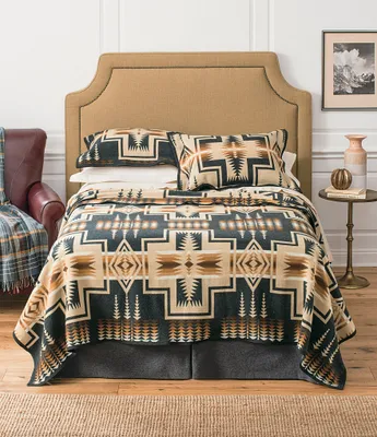 Pendleton Harding Southwestern Geometric Pattern Oxford Wool Bed Blanket