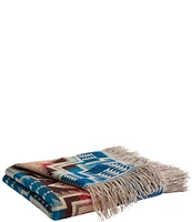 Pendleton Harding Star Fringed Jacquard Wool Throw Blanket