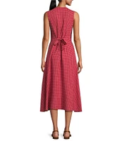Pendleton Lana Check Linen Blend Sleeveless Button Front Midi Dress