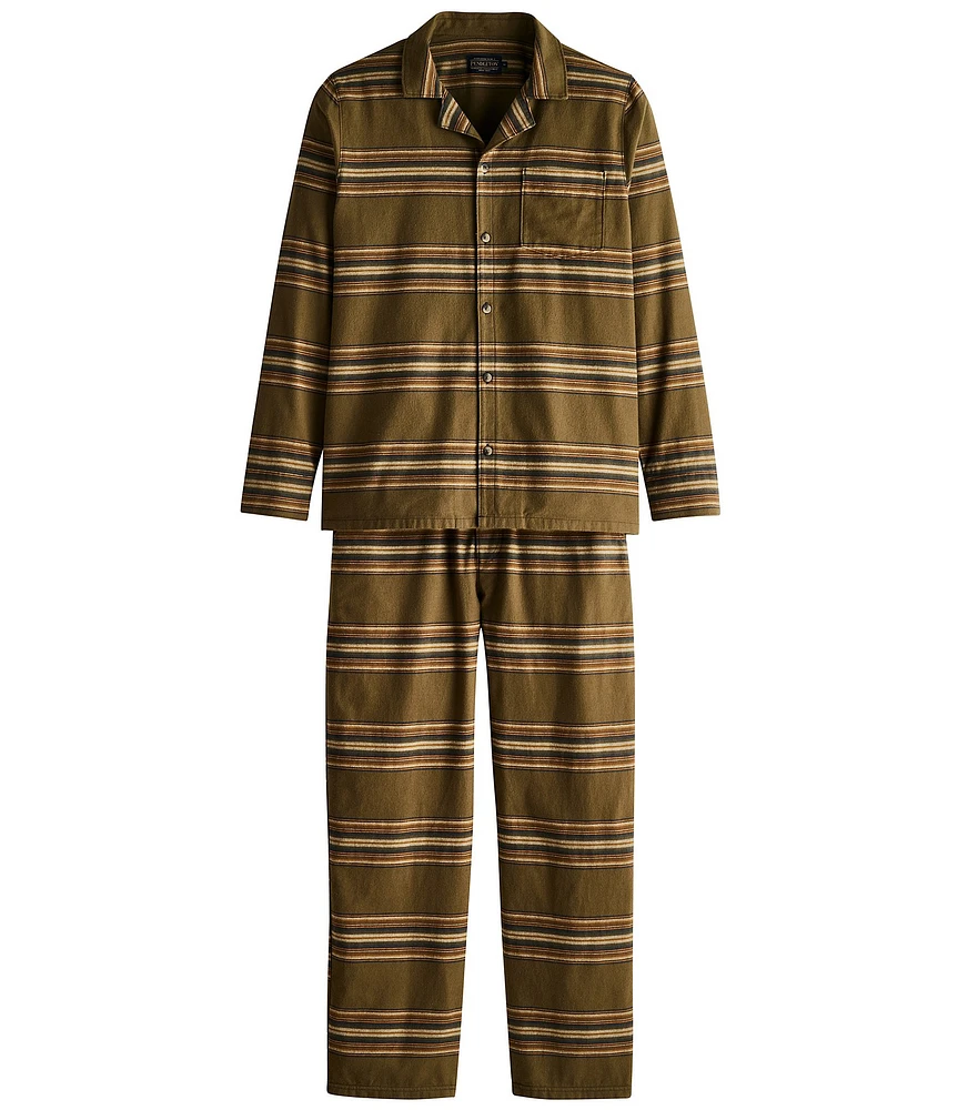 Pendleton Long Sleeve Striped Pajama Top & Matching Pajama Pant 2-Piece Set