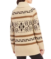 Pendleton Long Westerley Iconic Geometric Pattern Wool Boyfriend Cardigan