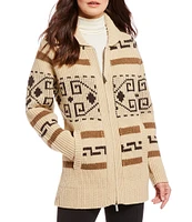 Pendleton Long Westerley Iconic Geometric Pattern Wool Boyfriend Cardigan