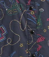 Pendleton Printed Point Collar Long Sleeve Poplin Shirt Dress
