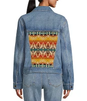 Pendleton Relaxed Denim with Geometric Patterned Wool Panel Back Jacket