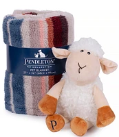 Pendleton Serape Rosewood Berber Pet Throw & Lamb Squeaky Plush Toy Gift Set