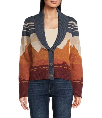 Pendleton Western Scenic Shawl Collar Long Sleeve Cardigan